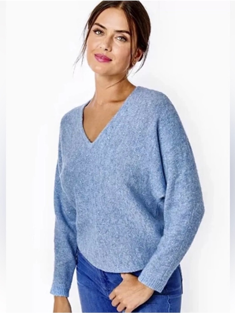 Lilly Pulitzer medium blue sparkly V neck sweater